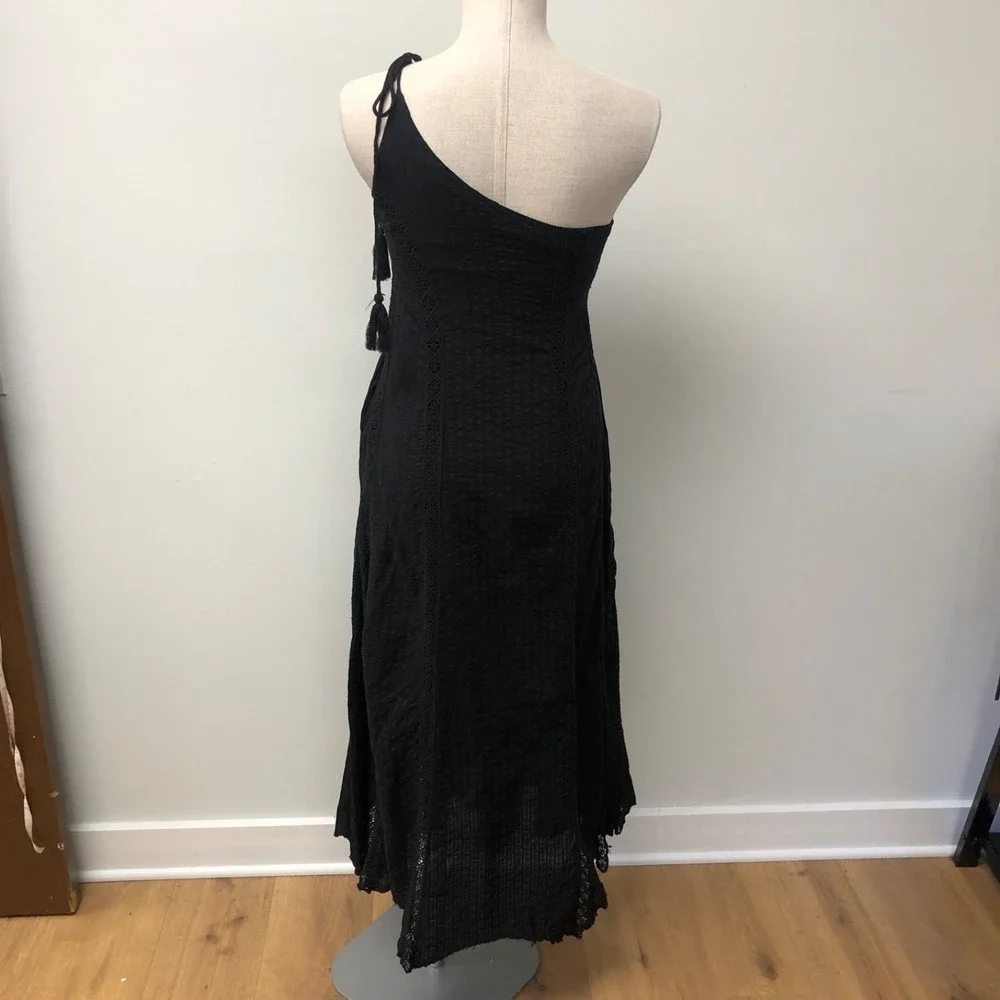 Free People Bella One‎ Shoulder Maxi Dress Womens XS Black Whimsigoth Dark Fairy